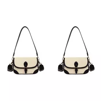 Женская сумка через плечо из искусственной кожи Chic Hobo Bag Patchwork Vintage Sling Bag (Бежевый Черный)