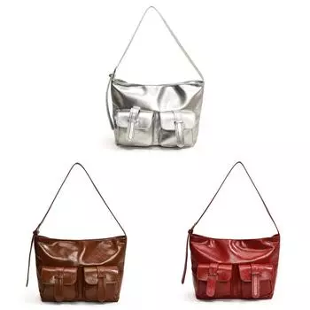 Женская сумка через плечо из искусственной кожи с несколькими карманами для путешествий (Серебряный)