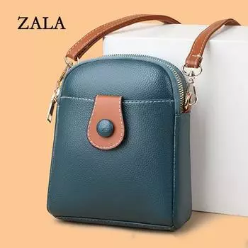 Женская сумка через плечо из искусственной кожи для мобильного телефона, простая многослойная сумка через плечо для покупок 15x6x18cm чёрный