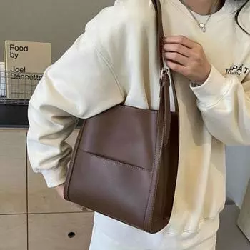 Женская сумка через плечо из искусственной кожи в стиле «лес», универсальная, в стиле ретро, для поездок на работу чёрный