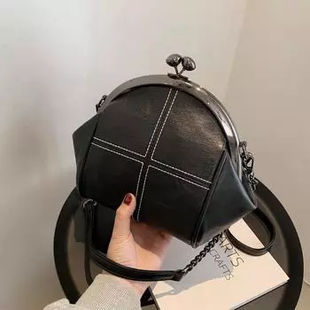 Женская сумка через плечо из искусственной кожи с объемной пряжкой, однотонная сумка на молнии с внутренним карманом, высокое качество, новая мода