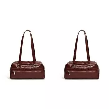 Женская сумка через плечо из искусственной кожи, шикарная сумка-хобо, однотонная гладкая вечерняя сумка (красный)