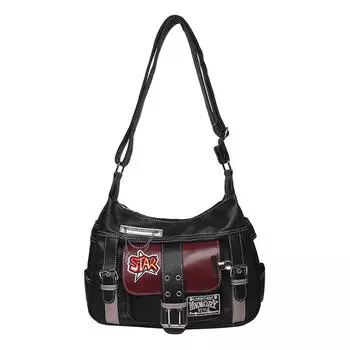 Женская сумка через плечо из искусственной кожи в стиле панк Y2K, сумка через плечо, клатч на молнии, регулируемый ремень, сумка-хобо для отпуска, путешествий, поездок на работу