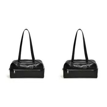 Женская сумка через плечо из искусственной кожи, шикарная сумка-хобо, однотонная гладкая вечерняя сумка (черный)