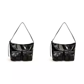 Женская сумка через плечо из искусственной кожи с множеством карманов для путешествий(черный)