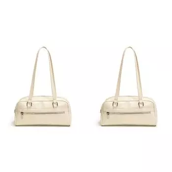 Женская сумка через плечо из искусственной кожи, шикарная сумка-хобо, однотонная гладкая вечерняя сумка (бежевый)