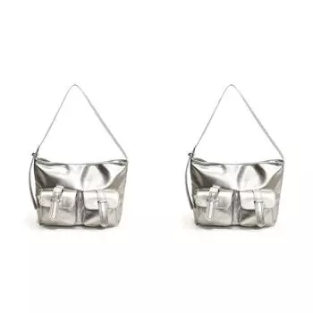 Женская сумка через плечо из искусственной кожи с несколькими карманами для путешествий (Серебряный)