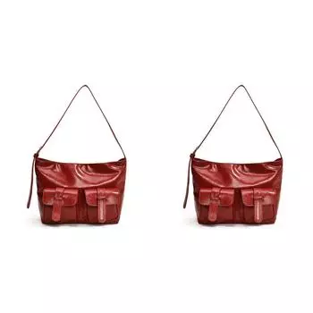 Женская сумка через плечо из искусственной кожи с множеством карманов для путешествий (красный)