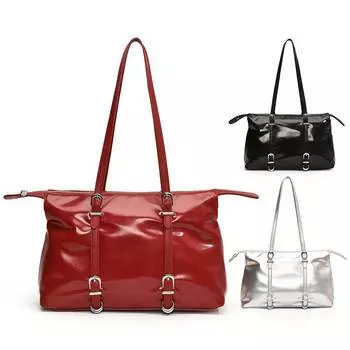 Женская сумка через плечо из искусственной кожи, большая вместимость, модная сумка через плечо, однотонная, элегантная, на молнии, для вечеринки и отпуска 01