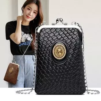Женская сумка через плечо из искусственной кожи, маленькая женская сумка через плечо, однотонная цепочка, дизайн в стиле ретро, новая мода