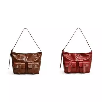 Женская сумка через плечо из искусственной кожи с множеством карманов для путешествий(коричневый)