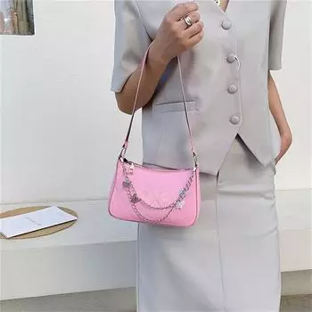 Женская сумка через плечо из искусственной кожи, модная винтажная сумка-бабочка с цепочкой из чистого цвета на молнии чёрный