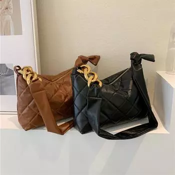 Женская сумка через плечо из искусственной кожи, модная стеганая сумка через плечо с ромбовидным узором белый