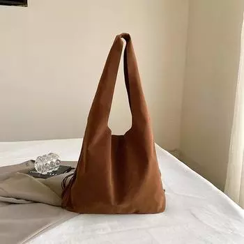 Женская сумка через плечо из искусственной кожи с кисточками, большая вместимость, простая женская сумка, модная сумка-тоут, модная сумка для поездок на работу