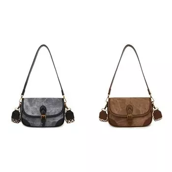 Женская сумка через плечо из искусственной кожи Chic Hobo Bag Patchwork Vintage Sling Bag (синий) *