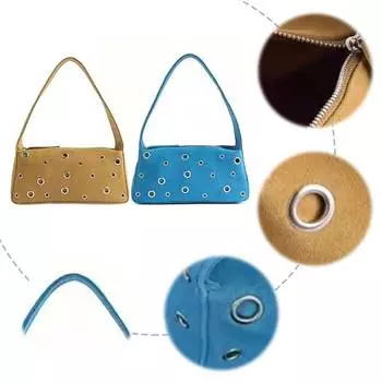 Женская сумка через плечо из искусственной кожи с люверсами, модная сумка через подмышку, однотонная сумка с верхней ручкой, винтажная сумка для переноски, сумка через плечо в стиле мотоцикла Brown