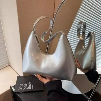 Женская сумка через плечо из искусственной кожи, однотонная сумка-хобо чёрный