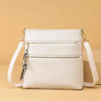 Женская сумка через плечо из искусственной кожи, многослойная сумка-мессенджер, повседневная сумка через плечо, мягкая сумка на молнии