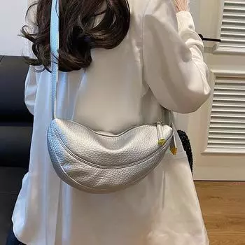 Женская сумка через плечо из искусственной кожи с строчкой, качество личи, однотонная молния, рог, все подходит к сумкам через плечо