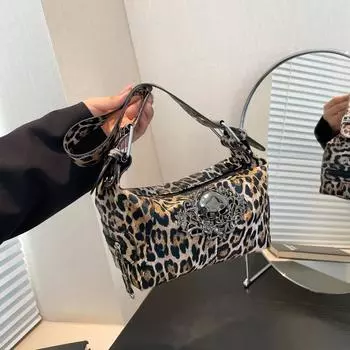 Женская сумка через плечо из искусственной кожи с леопардовым принтом, застежкой-молнией и пряжкой, универсальная сумка