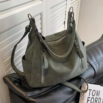 Женская сумка через плечо из искусственной кожи, большая вместимость, сумка на плечо, черная сумка-ведро, нишевая университетская студенческая сумка для поездок на работу