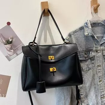 Женская сумка через плечо из искусственной кожи, простая дизайнерская сумка с большим ремешком