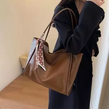 Женская сумка через плечо из искусственной кожи большая вместительная сумка хаки