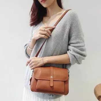 Женская сумка через плечо из коровьей кожи в стиле ретро, большой емкости - стильная сумка-мессенджер для поездок на работу шоколадный