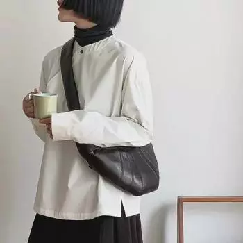 Женская сумка через плечо из кожи в стиле ретро «круассан» — высококачественный французский багет с дизайном в виде пельменя Small: 36*5*17cm