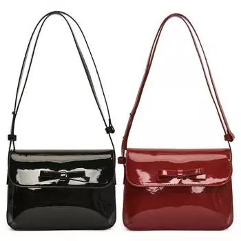 Женская сумка через плечо из лакированной кожи с регулируемым ремешком, сумка-портфель в стиле ретро с квадратным клапаном, сумка через подмышку, дорожная сумка чёрный