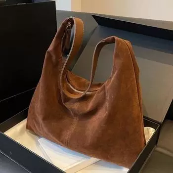 Женская сумка через плечо из матовой однотонной искусственной кожи большой емкости с застежкой-молнией кофейный