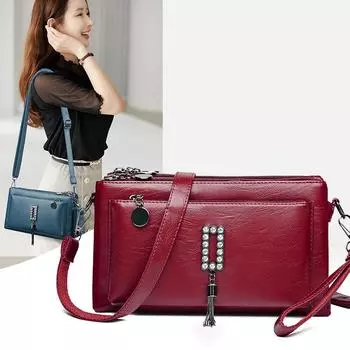 Женская сумка через плечо из мягкой кожи, сумка через плечо среднего возраста для мамы, большая вместительная маленькая квадратная сумка в стиле ретро чёрный