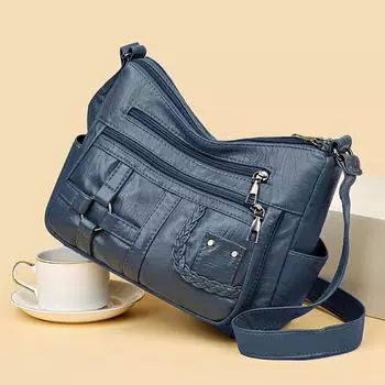 Женская сумка через плечо из мягкой кожи, сумка для мамы среднего возраста, сумка через плечо серый