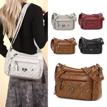 Женская сумка через плечо из мягкой кожи, сумка для мамы среднего возраста серый