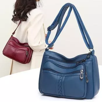 Женская сумка через плечо из мягкой кожи высокого качества, многослойная классическая сумка через плечо, роскошная дизайнерская сумка