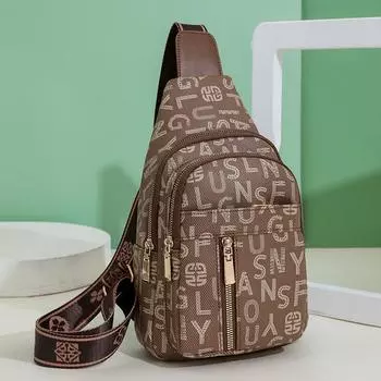 Женская сумка через плечо из мягкой кожи, многослойная, вместительная, нагрудная сумка с буквенным принтом, водоотталкивающая, сумка через плечо розовый