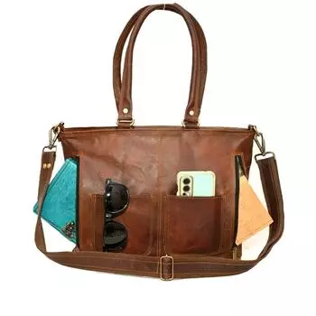 Женская сумка через плечо из натуральной козьей кожи, женская сумка через плечо, новинка 12 X 16 X 4 коричневый