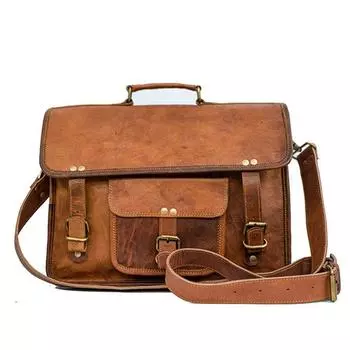 Женская сумка через плечо из натуральной коричневой кожи ручной работы 11 x 15 x 4 in коричневый