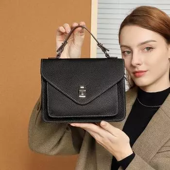 Женская сумка через плечо из натуральной кожи, маленькая квадратная сумка QSL2922 21*7*16CM чёрный