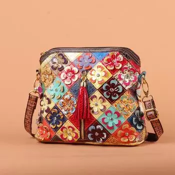 Женская сумка через плечо из натуральной кожи с разноцветным змеиным принтом и кисточками, небольшая повседневная сумка на заказ