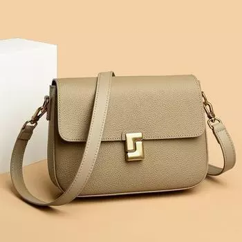 Женская сумка через плечо из натуральной кожи, квадратная, новинка 2024 года, из высококачественной коровьей кожи первого слоя black чёрный