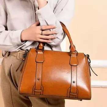 Женская сумка через плечо из натуральной кожи с верхней ручкой, повседневная дизайнерская женская сумка-мессенджер из вощеной коровьей кожи с пропиткой маслом красный