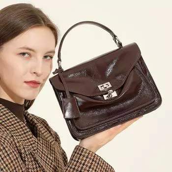 Женская сумка через плечо из натуральной кожи - большая вместимость, сумка-мессенджер из коровьей кожи 22x8x18 чёрный