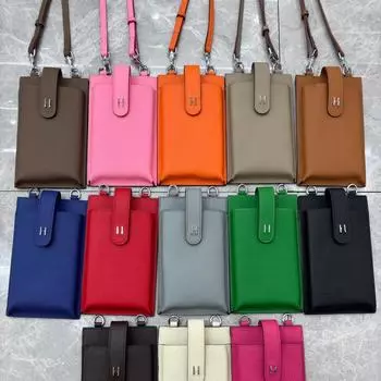 Женская сумка через плечо из натуральной кожи с рисунком личи, модная и универсальная вертикальная мини-сумка через плечо с подарочной коробкой Length 11cm X Height 17cm хаки