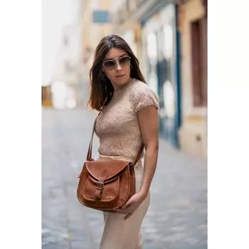 Женская сумка через плечо из натуральной кожи, Сумка через плечо ручной работы, Кожаная сумка через плечо коричневого цвета, Винтажная кожаная сумка через плечо 10 x 13 in коричневый