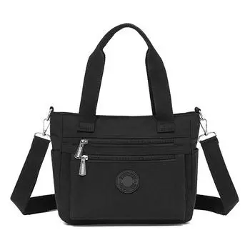 Женская сумка через плечо из нейлона, большая вместимость, легкая сумка через плечо с несколькими карманами для мам чёрный