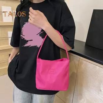 Женская сумка через плечо из нейлона, однотонная сумка-тоут, портативная женская повседневная сумка для поездок на работу, на улицу, на ежедневные прогулки