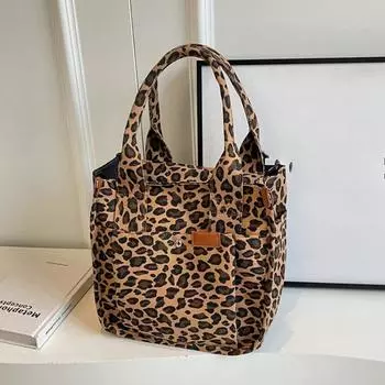 Женская сумка через плечо из нейлона с леопардовым принтом на молнии, большая вместимость, модная сумка через плечо с леопардовым принтом коричневый