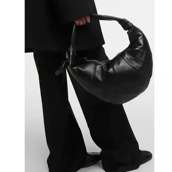 «Женская сумка через плечо из овчины в форме круассана» Original Leather with Logo