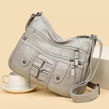 Женская сумка через плечо из плетеной искусственной кожи, большая вместимость, сумки на молнии, модная простая дорожная сумка через плечо чёрный